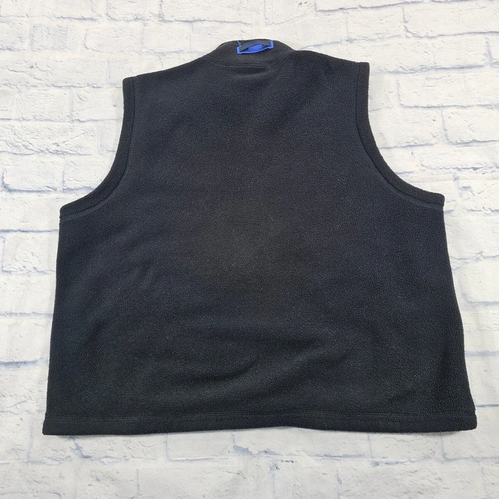 Eddie Bauer Fleece Vest Women L Black Blue Zip Sleeveless Gorpcore Warm VTG USA